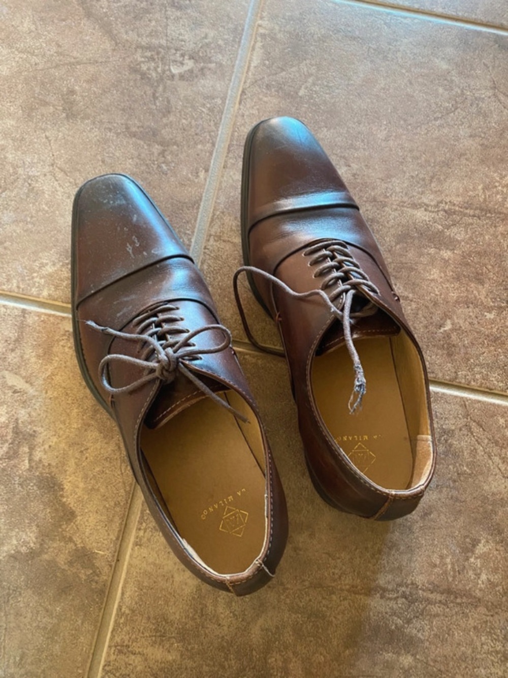 Men's Brown Leather Cap-Toe Derby Dress Shoes